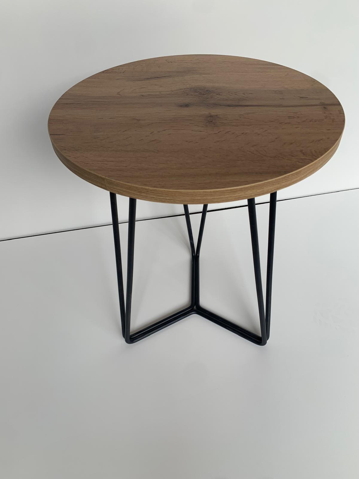 KLUB STOLIĆ crna, boje hrasta  metal, drvni materijal  - boje hrasta/crna, Moderno, drvni materijal/metal (50cm)