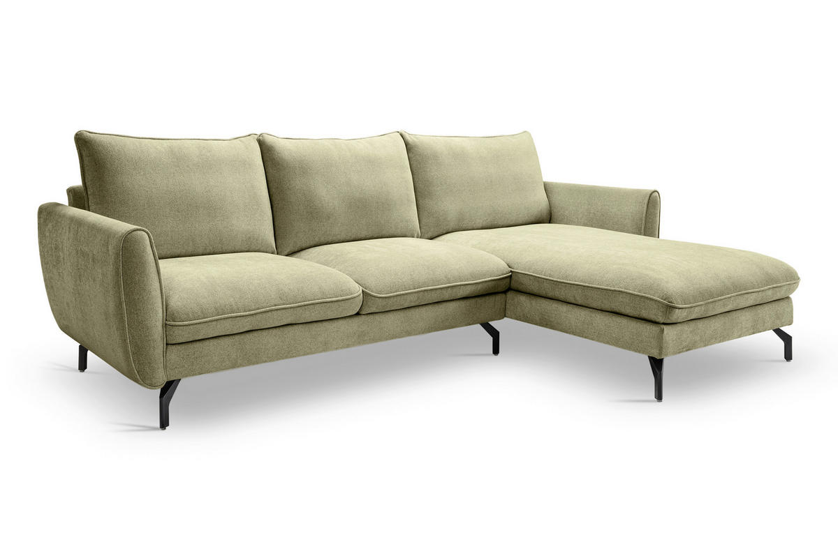 ECKSOFA TORONTO Grün Webstoff  - Schwarz/Grün, Basics, Textil/Metall (259/165cm) - MID.YOU