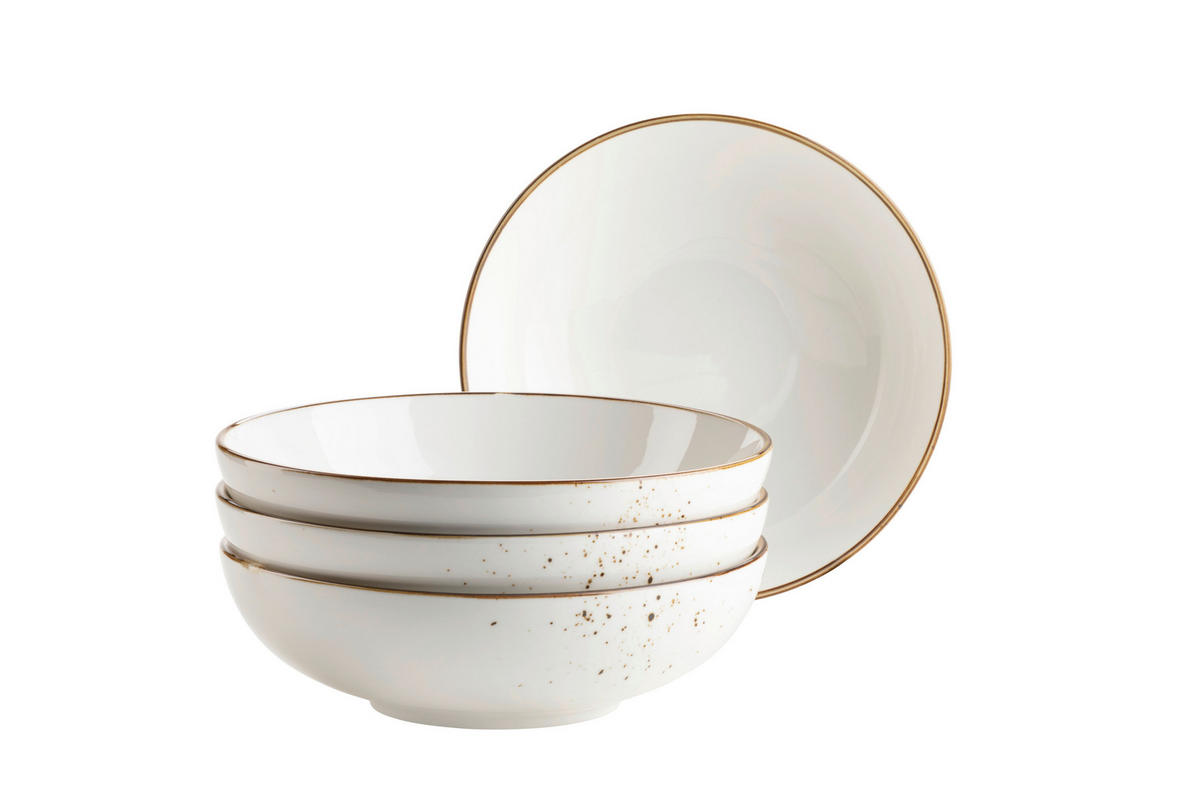 SCHÜSSELSET 4-teilig  - Braun/Weiß, Basics, Keramik - Mäser