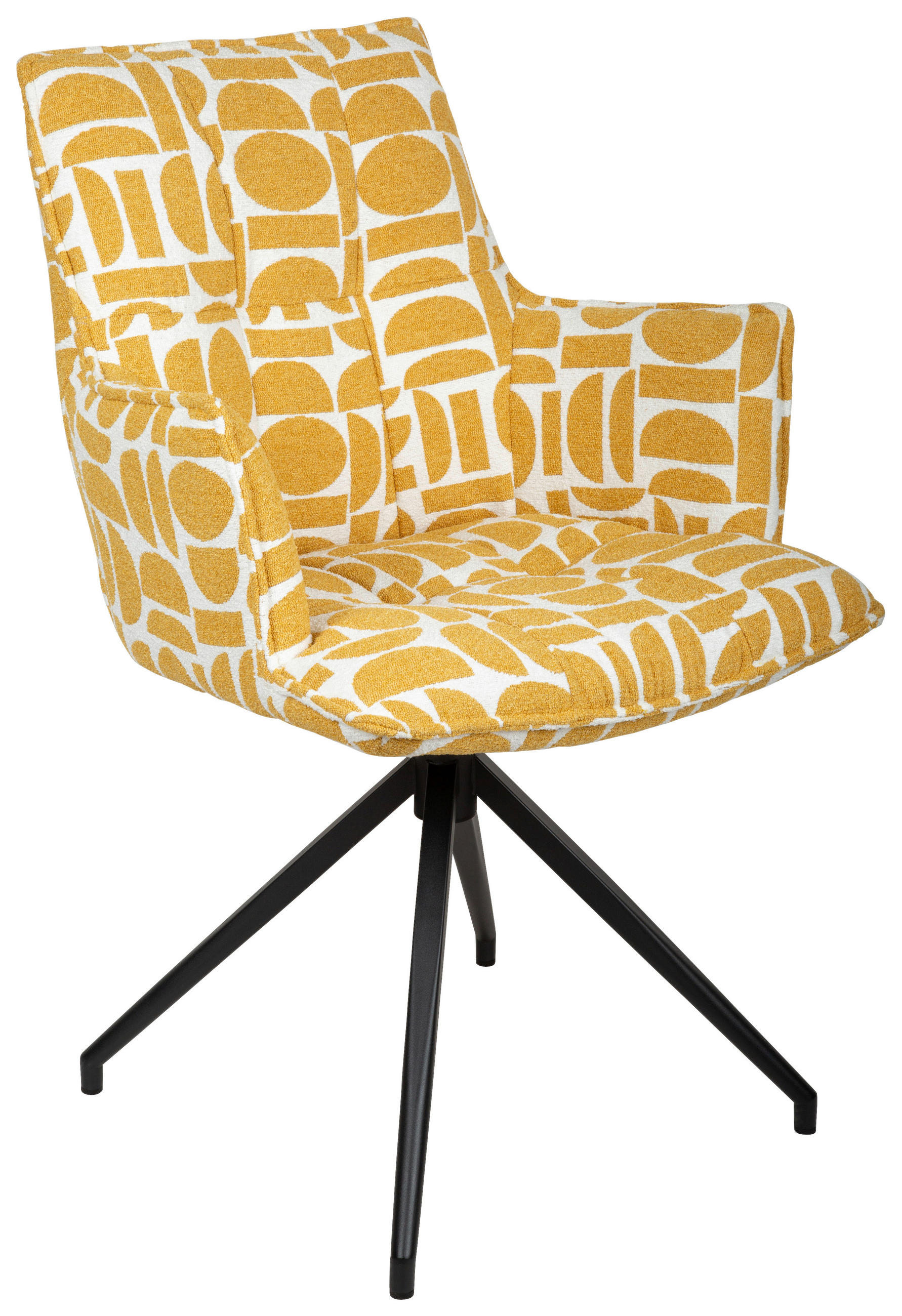 ARMLEHNSTUHL  Sitzfläche 360° drehbar, automatische Rückholfunktion  Jacquard  - Gelb/Schwarz, Design, Textil/Metall (59/89,5/63cm) - Novel