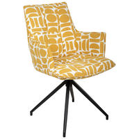 ARMLEHNSTUHL  Sitzfläche 360° drehbar, automatische Rückholfunktion Jacquard  - Gelb/Schwarz, Design, Textil/Metall (59/89,5/63cm) - Novel