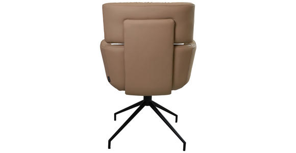 ARMLEHNSTUHL in Eisen Echtleder pigmentiert - Hellbraun/Schwarz, Design, Leder/Metall (62/92/66cm) - Dieter Knoll