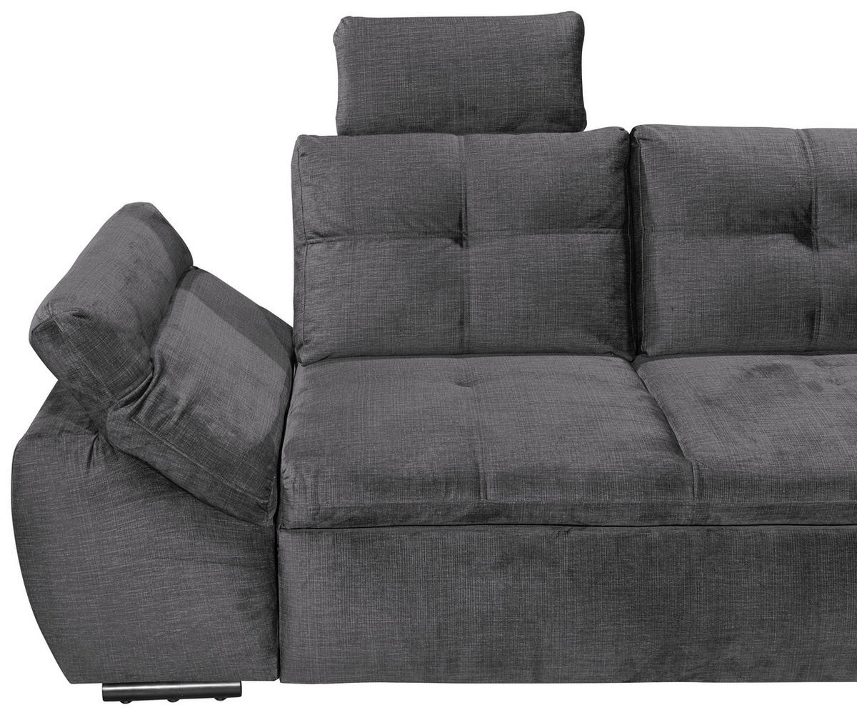 ECKSOFA in Mikrovelours Grau  - Schwarz/Grau, Konventionell, Kunststoff/Textil (275/170cm) - Carryhome
