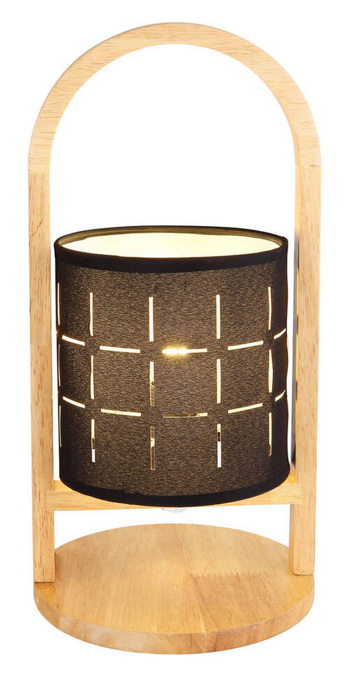 BORDSLAMPA 16/33 cm   - svart/naturfärgad, Natur, trä/textil (16/33cm) - Globo