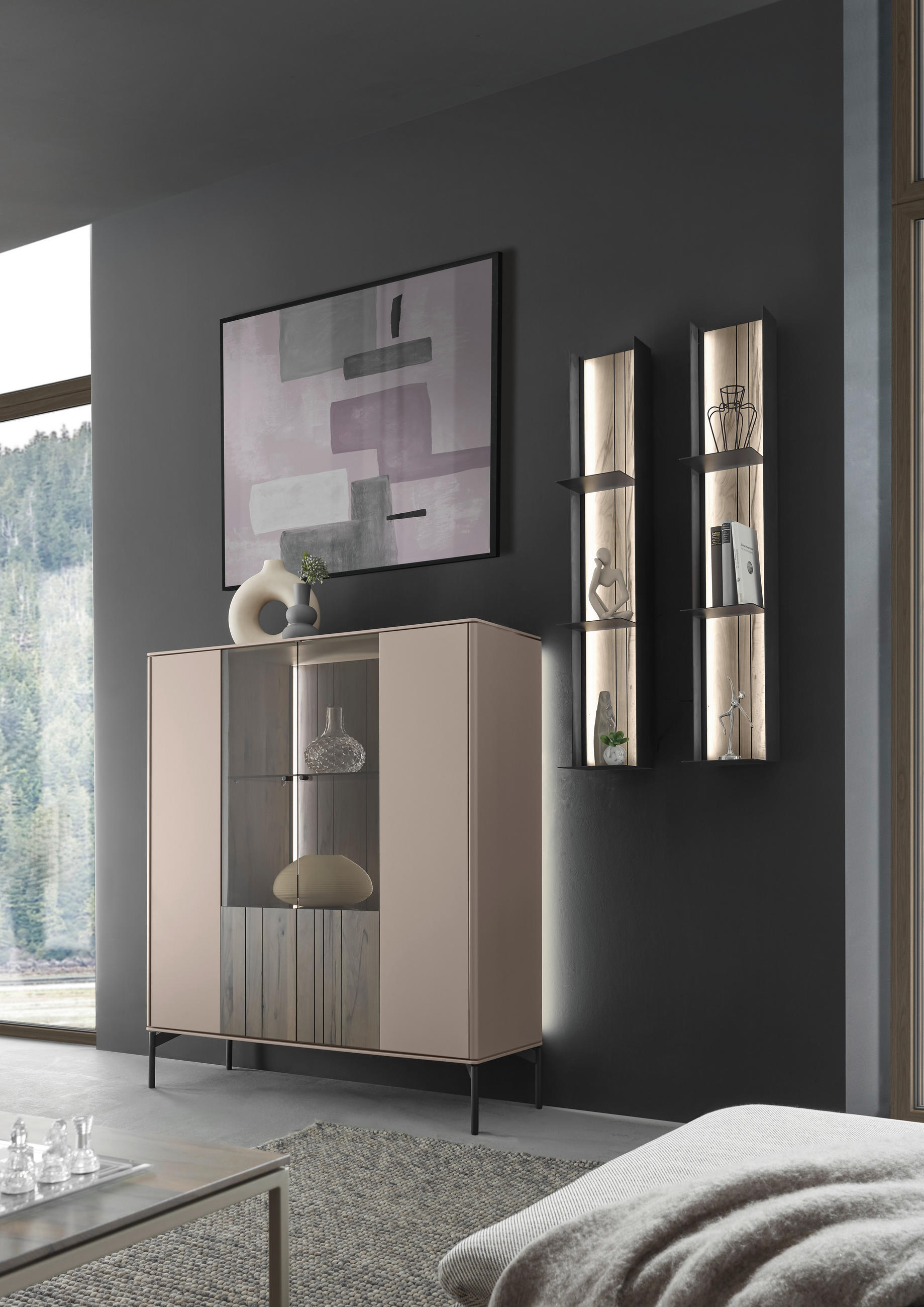 HIGHBOARD Buchefarben, Sandfarben  120/119/41 cm  - Sandfarben/Buchefarben, Design, Glas/Holz (120/119/41cm) - Johann Jakob