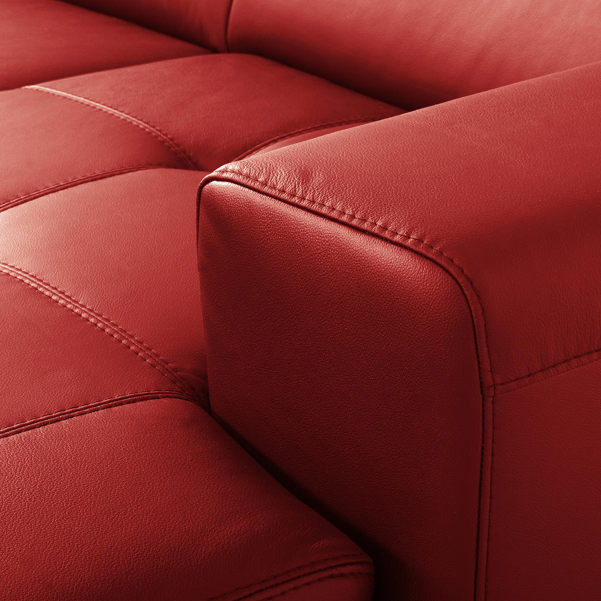 ECKSOFA  in Lederlook Echtleder Rot  - Rot/Schwarz, Design, Leder/Textil (247/173cm) - Livetastic