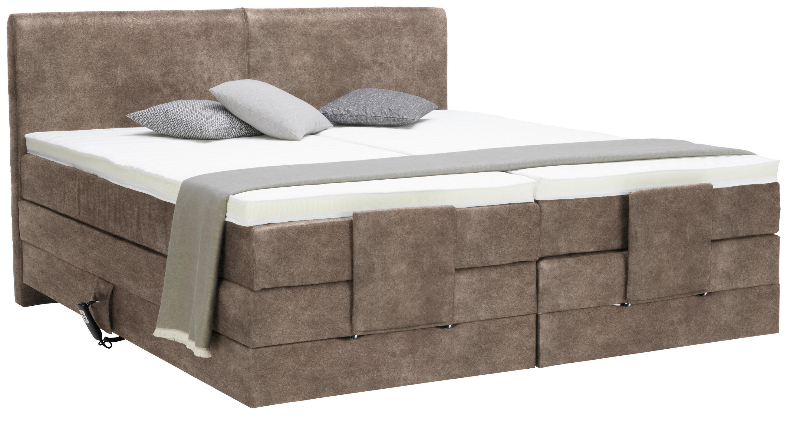 BOXSPRINGBETT 160/200 cm  in Taupe  - Taupe/Schwarz, Design, Kunststoff/Textil (160/200cm) - Hom`in
