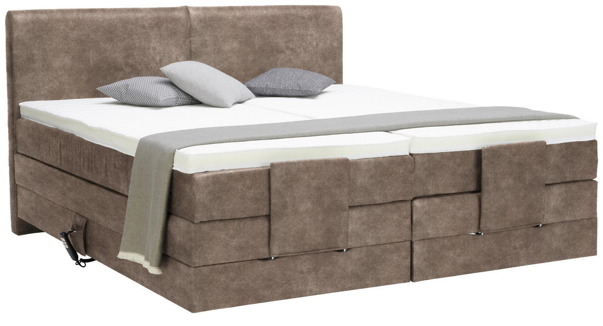 BOXSPRINGBETT 160/200 cm  in Taupe  - Taupe/Schwarz, Design, Kunststoff/Textil (160/200cm) - Hom`in