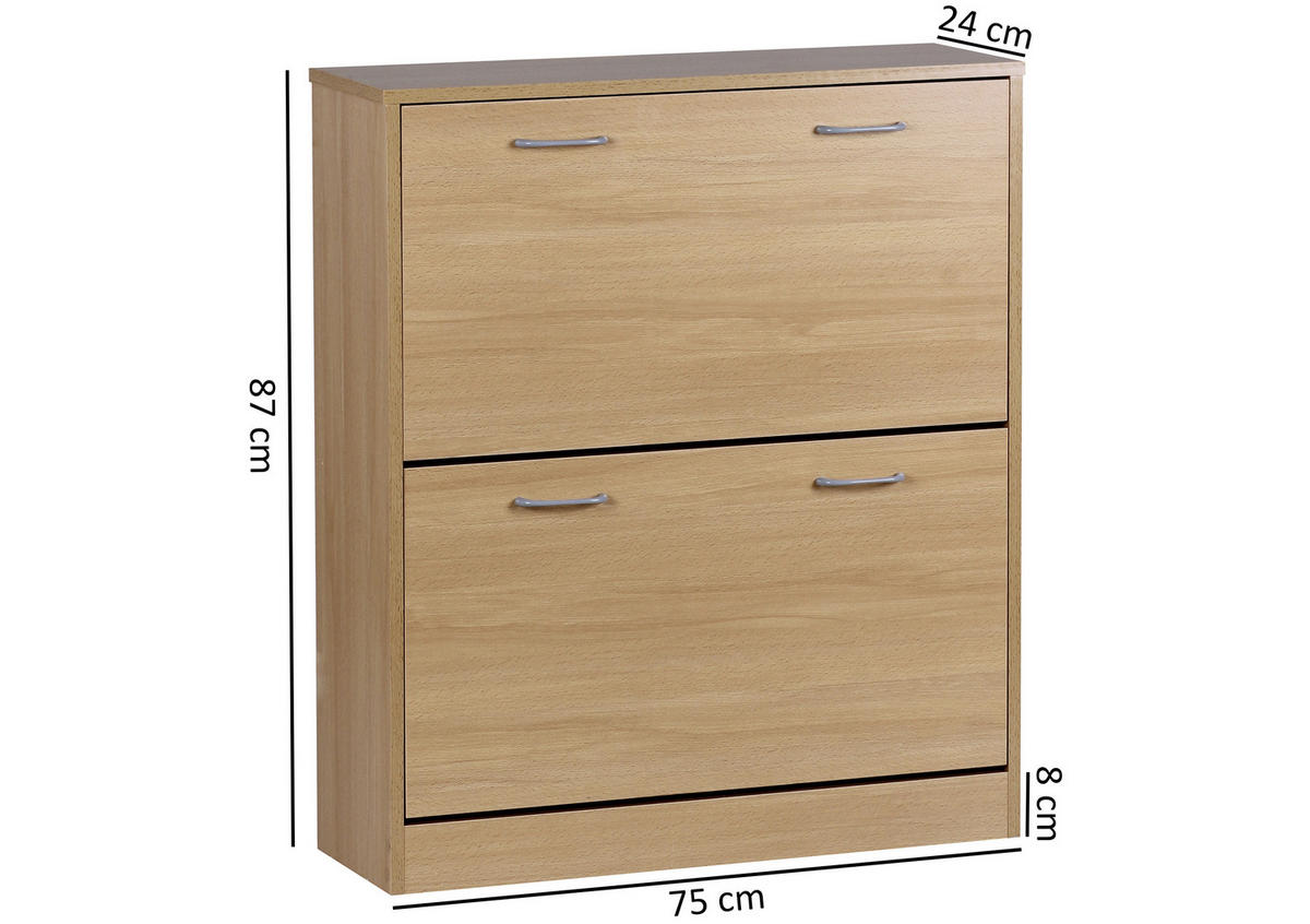 OMARA Z LOPUTAMI ZA ČEVLJE barve bukve - srebrne barve/barve bukve, Konvencionalno, umetna masa/leseni material (75/87/24cm) - MID.YOU