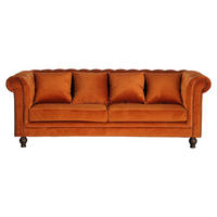 CHESTERFIELDSOFFA i sammet mörk orange  - mörk orange, Design, trä/textil (217/80/88cm) - Livetastic