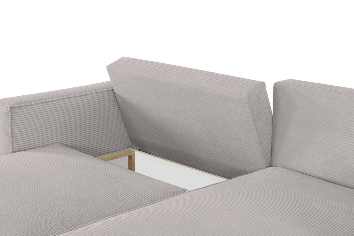 ECKSOFA Grau Feincord  - Schwarz/Grau, KONVENTIONELL, Kunststoff/Textil (242/151cm) - Carryhome