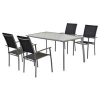 GARTENSET 5-teilig Aluminium 5-teilig  - Silberfarben/Schwarz, MODERN, Textil/Metall - Gardenson