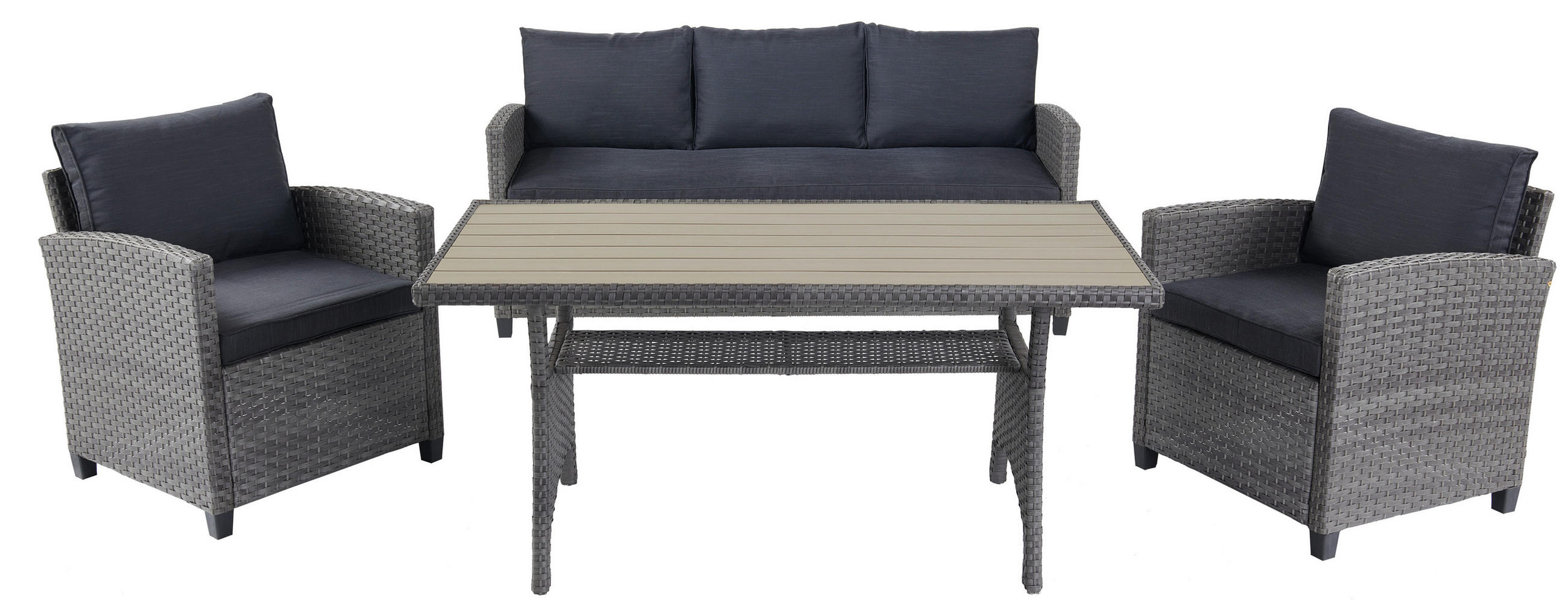 LOUNGEGARNITUR   Stahl  - Braun/Grau, MODERN, Kunststoff/Textil - Luca Bessoni