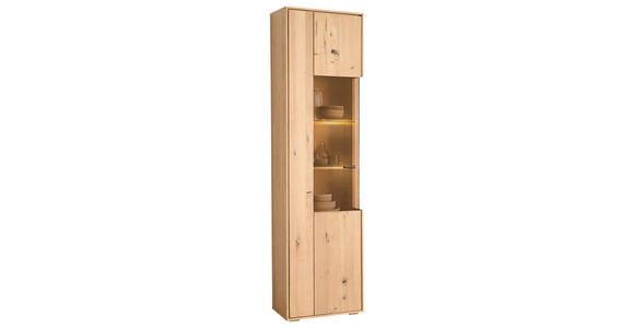 VITRINE  in furniert, massiv Asteiche Eichefarben - Eichefarben/Schwarz, Natur, Glas/Holz (52/205/38cm) - Cantus