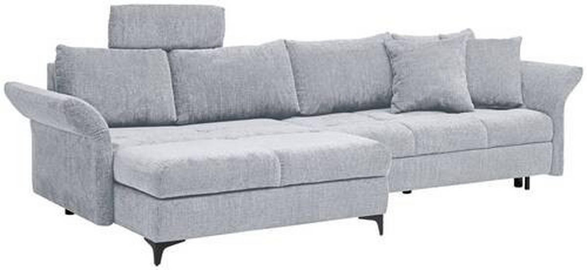 ECKSOFA in Chenille  - Schwarz, Konventionell, Textil/Metall (291/153cm) - Hom`in