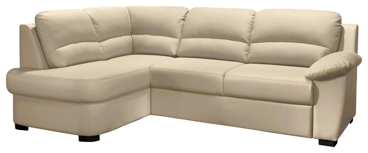 ECKSOFA Beige Lederlook  - Beige/Schwarz, KONVENTIONELL, Kunststoff/Textil (240/45/165cm) - MID.YOU