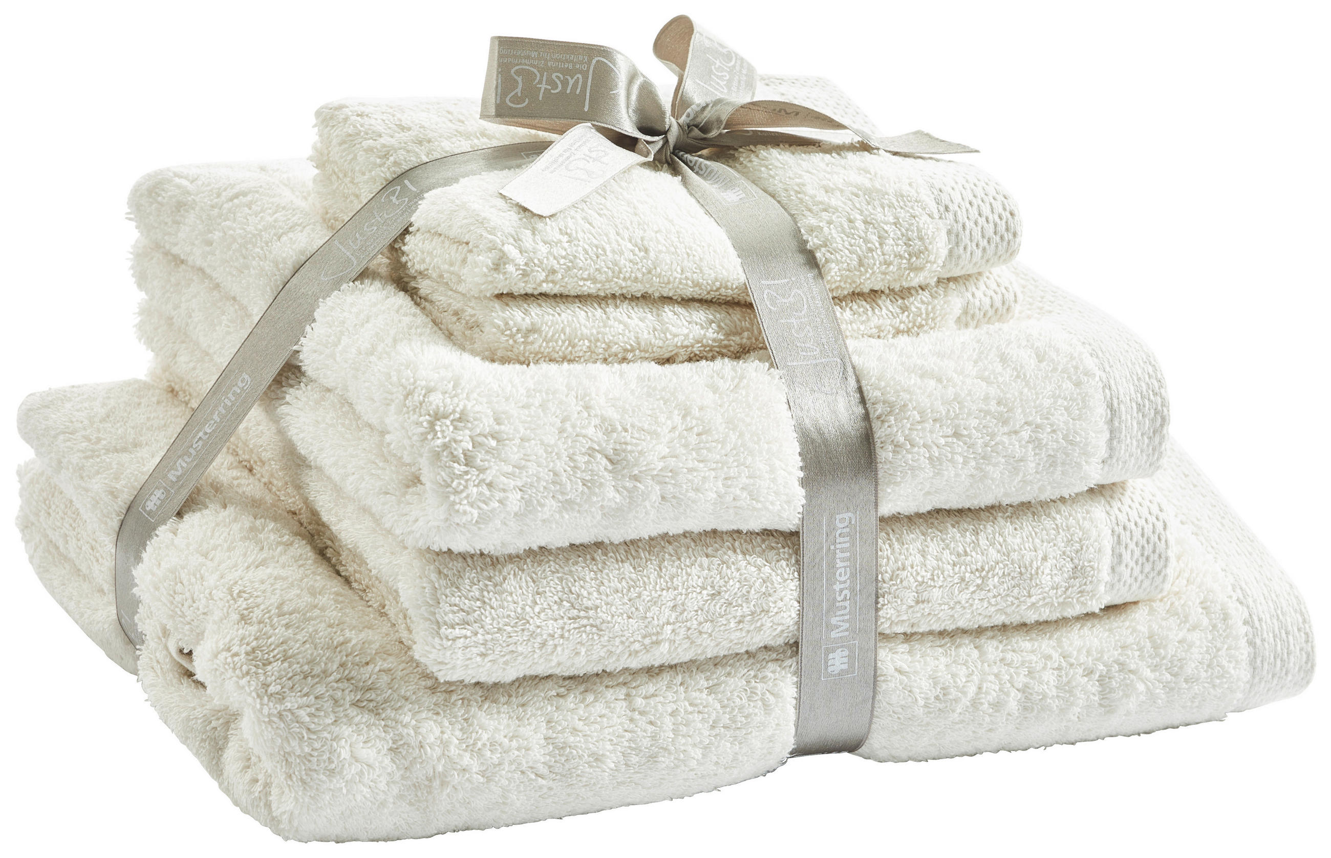 FROTTIERSET JustB! MRJ-Pure Creme, Weiß 5-teilig  - Creme/Weiß, Basics, Textil - Musterring