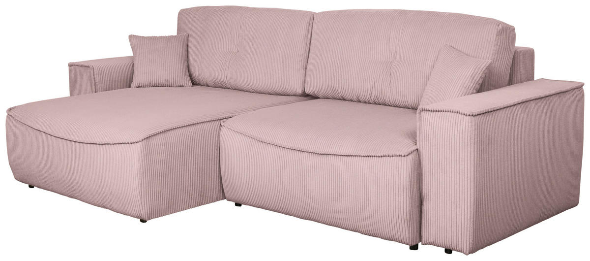 ECKSOFA Altrosa Cord  - Schwarz/Altrosa, KONVENTIONELL, Kunststoff/Textil (148/265cm) - Carryhome