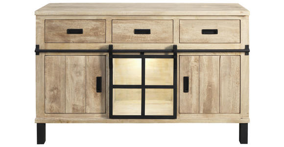 BUFFET 145/180/42 cm  in  - Graubraun/Schwarz, LIFESTYLE, Glas/Holz (145/180/42cm) - Landscape