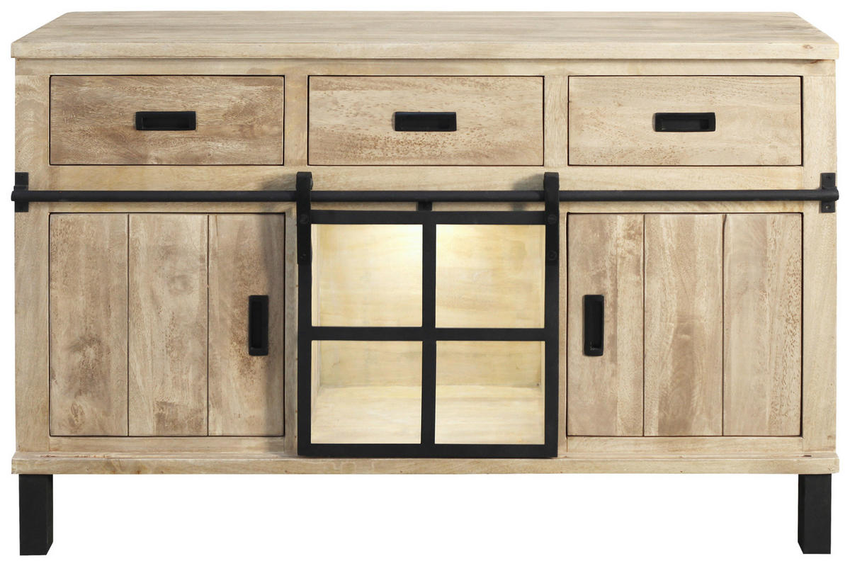 BUFFET 145/180/42 cm  in  - Graubraun/Schwarz, LIFESTYLE, Glas/Holz (145/180/42cm) - Landscape