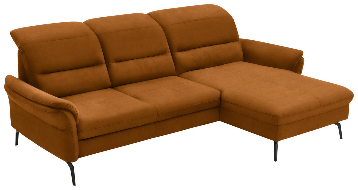 ECKSOFA in Flachgewebe Currygelb  260/181 cm  - Currygelb/Schwarz, KONVENTIONELL, Textil/Metall (260/181cm) - Beldomo Speed