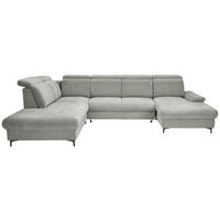WOHNLANDSCHAFT Grau, Hellgrau Struktur  - Hellgrau/Schwarz, Design, Textil/Metall (270/364/190cm) - Stylife