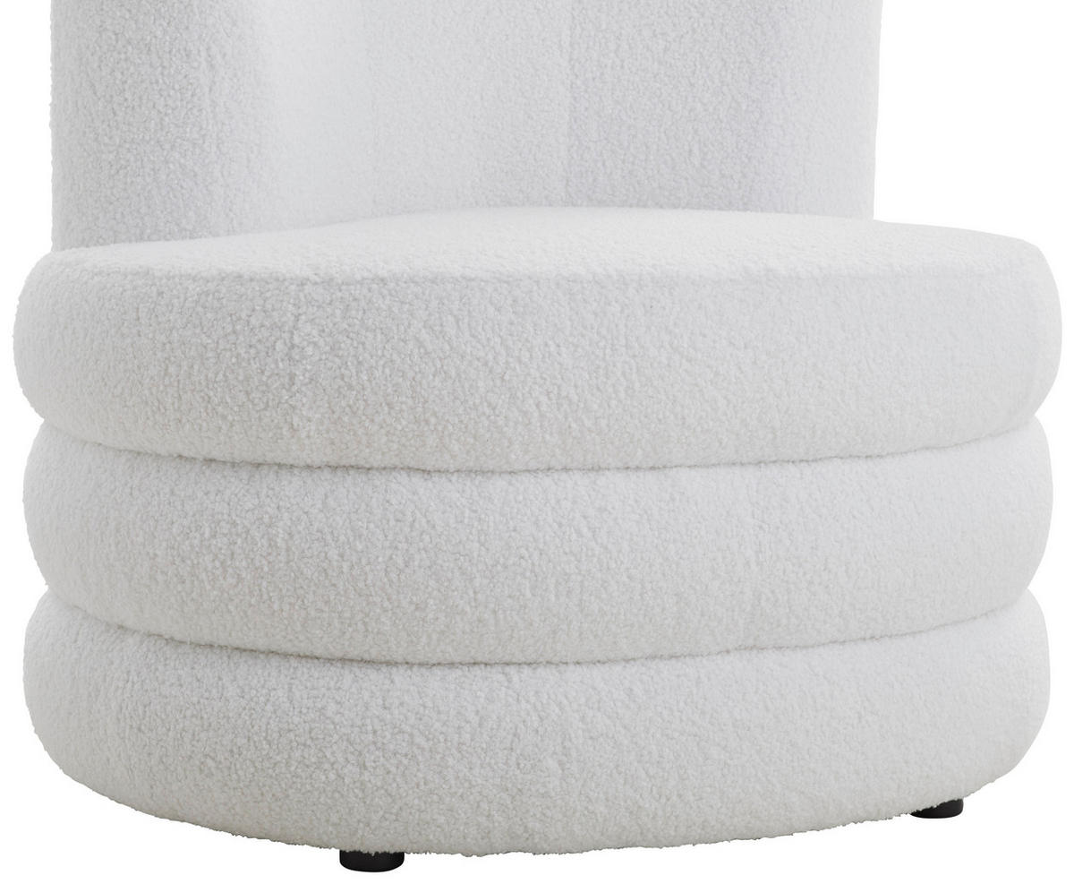DESIGNSESSEL in Flachgewebe, Teddystoff Weiss  - Weiss/Edelstahlfarben, Trend, Textil/Metall (90/82/85cm) - Livetastic