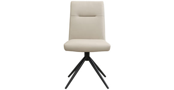 STUHL Echtleder Schwarz, Beige  - Beige/Schwarz, Trend, Leder/Metall (47/89/62cm) - Novel