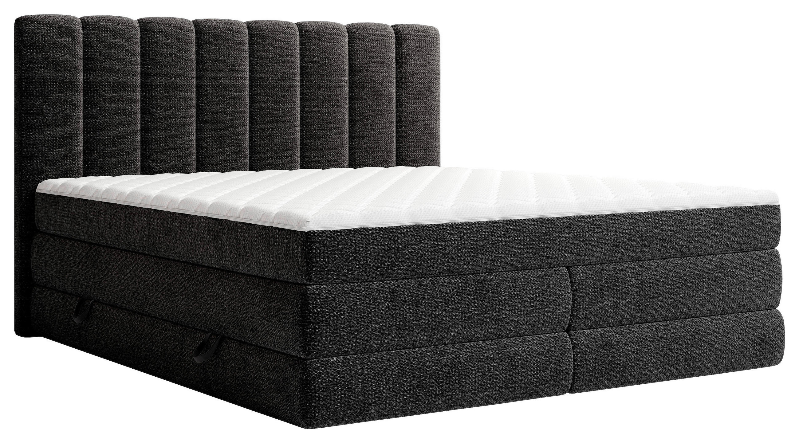 BOXSPRINGBETT 180/200 cm,  in Schwarz, Bettkasten, Matratzen, H2 + H3 = mittel + fest  - Schwarz, KONVENTIONELL, Kunststoff/Textil (180/200cm) - Carryhome