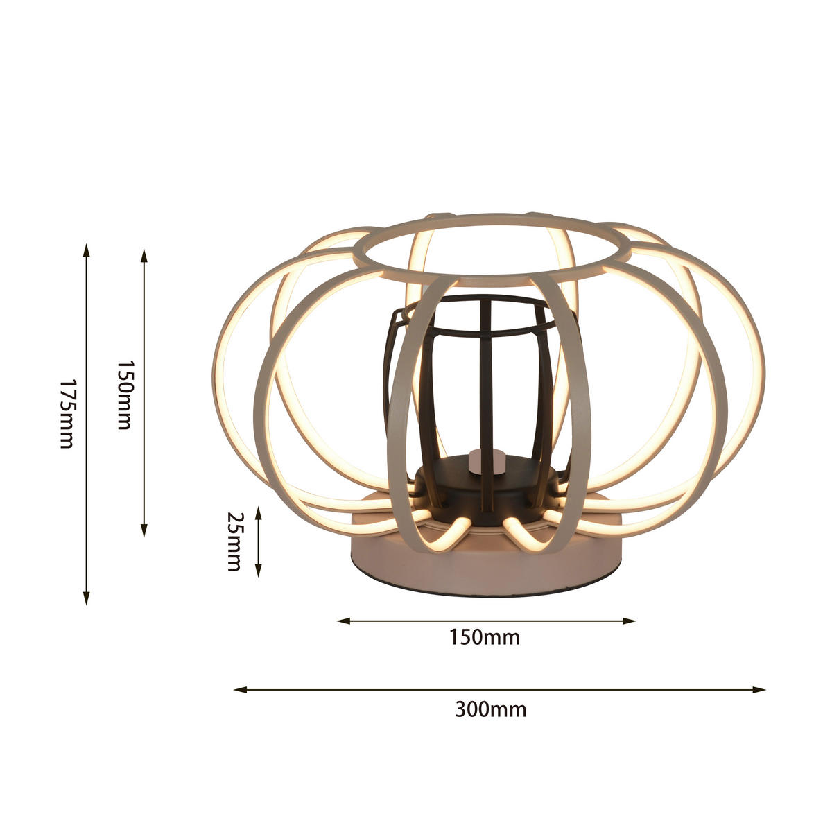 LED-TISCHLEUCHTE 30/18 cm   - Sandfarben/Schwarz, Basics, Metall (30/18cm)