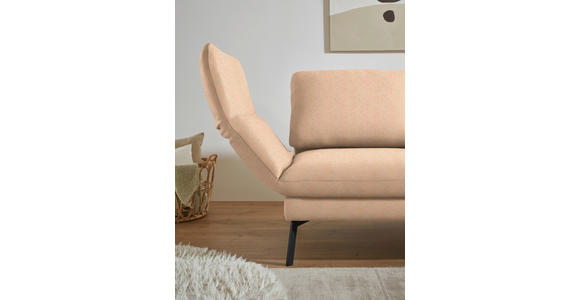 ECKSOFA  in Flachgewebe Lachsfarben Armteilverstellung, Relaxfunktion, Drehsitzfunktion  255-365/175-224 cm  - Schwarz/Lachsfarben, Design, Textil/Metall (255-365/175-224cm) - Dieter Knoll