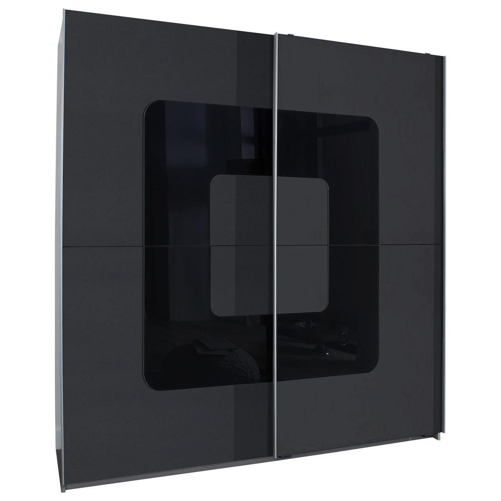 Schwebetürenschrank In Alufarben, Anthrazit, Schwarz Schwebetürenschrank In Alufarben, Anthrazit, Schwarz