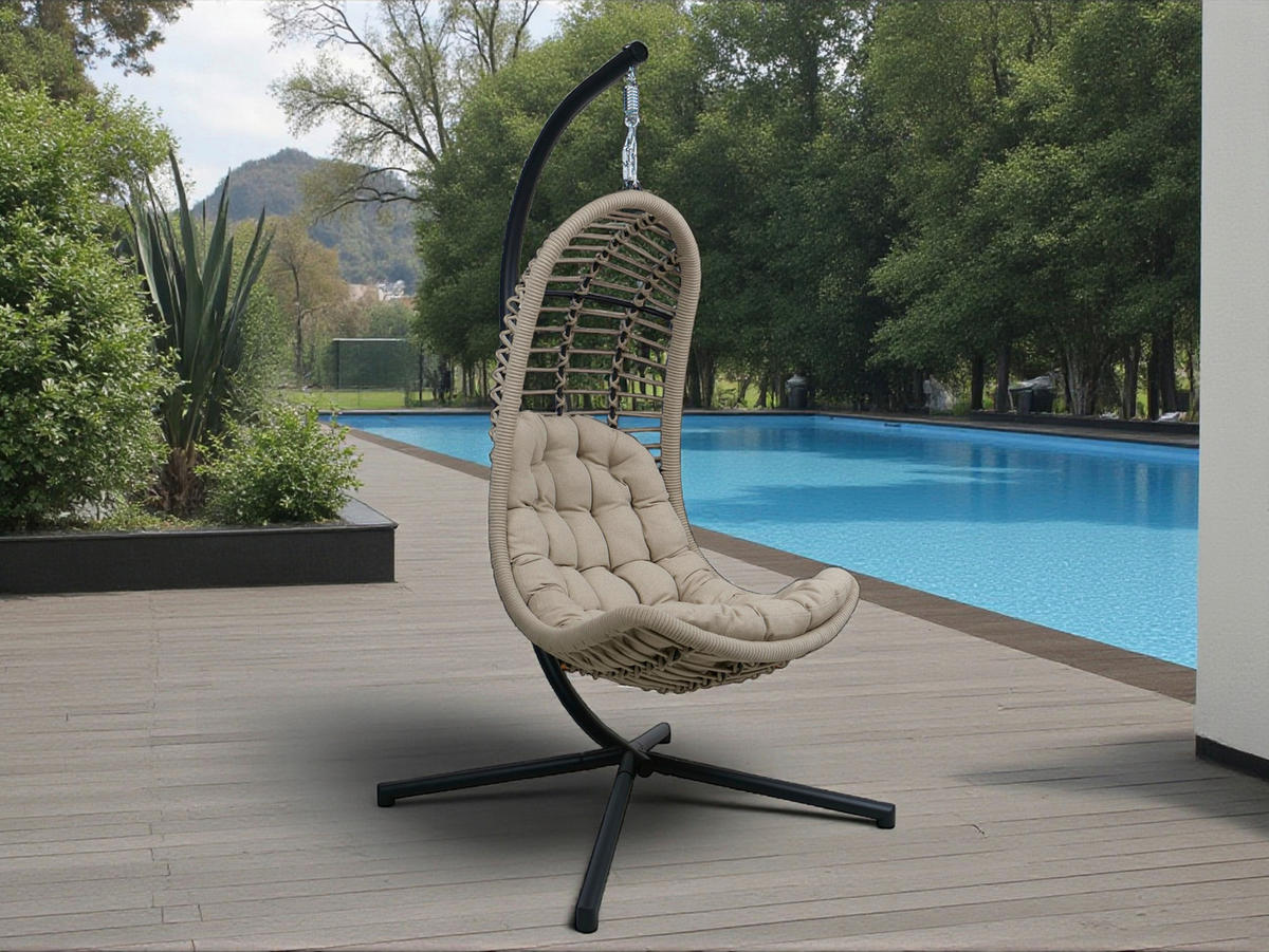 HÄNGESESSEL 95/196/95 cm Stahl  - Sandfarben/Anthrazit, KONVENTIONELL, Textil/Metall (95/196/95cm)