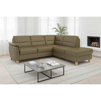 ECKSOFA PALMERA E Olivgrün Echtleder  - Eichefarben/Olivgrün, Basics, Leder/Holz (236/212cm) - Sit & More