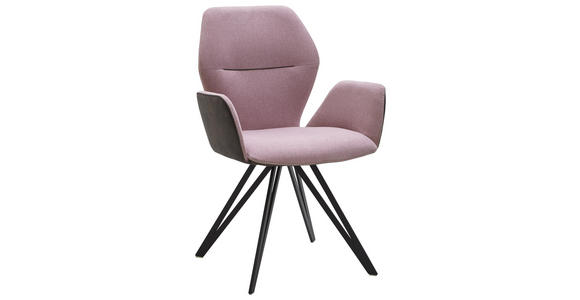 ARMLEHNSTUHL in Anthrazit, Rosa, Schwarz - Anthrazit/Schwarz, Design, Textil/Metall (62/91/59cm) - Valnatura