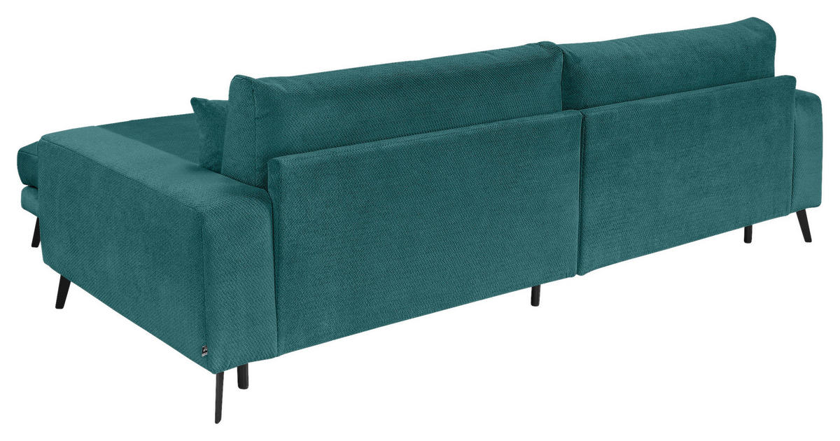 ECKSOFA Petrol Webstoff  - Petrol/Schwarz, KONVENTIONELL, Textil/Metall (269/195cm) - SetOne by Musterring