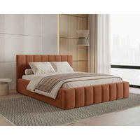 POLSTERBETT 160/200 cm,  in Terracotta, Lattenrost, Bettkasten,  - Terracotta/Schwarz, MODERN, Holz/Kunststoff (160/200cm) - Livetastic