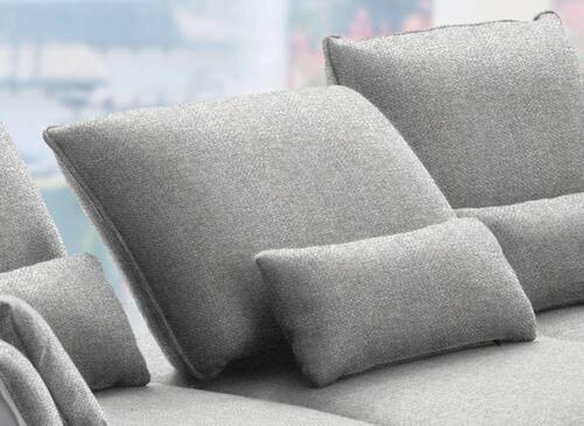 ECKSOFA in Flachgewebe Hellgrau  - Hellgrau/Schwarz, Design, Textil/Metall (301/191cm) - Moderano