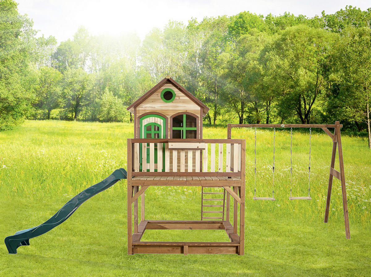 SPIELTURM 588/305/270 cm SPIELTURM AXI LIAM  - Braun, Basics, Holz (588/305/270cm) - Ambia Garden