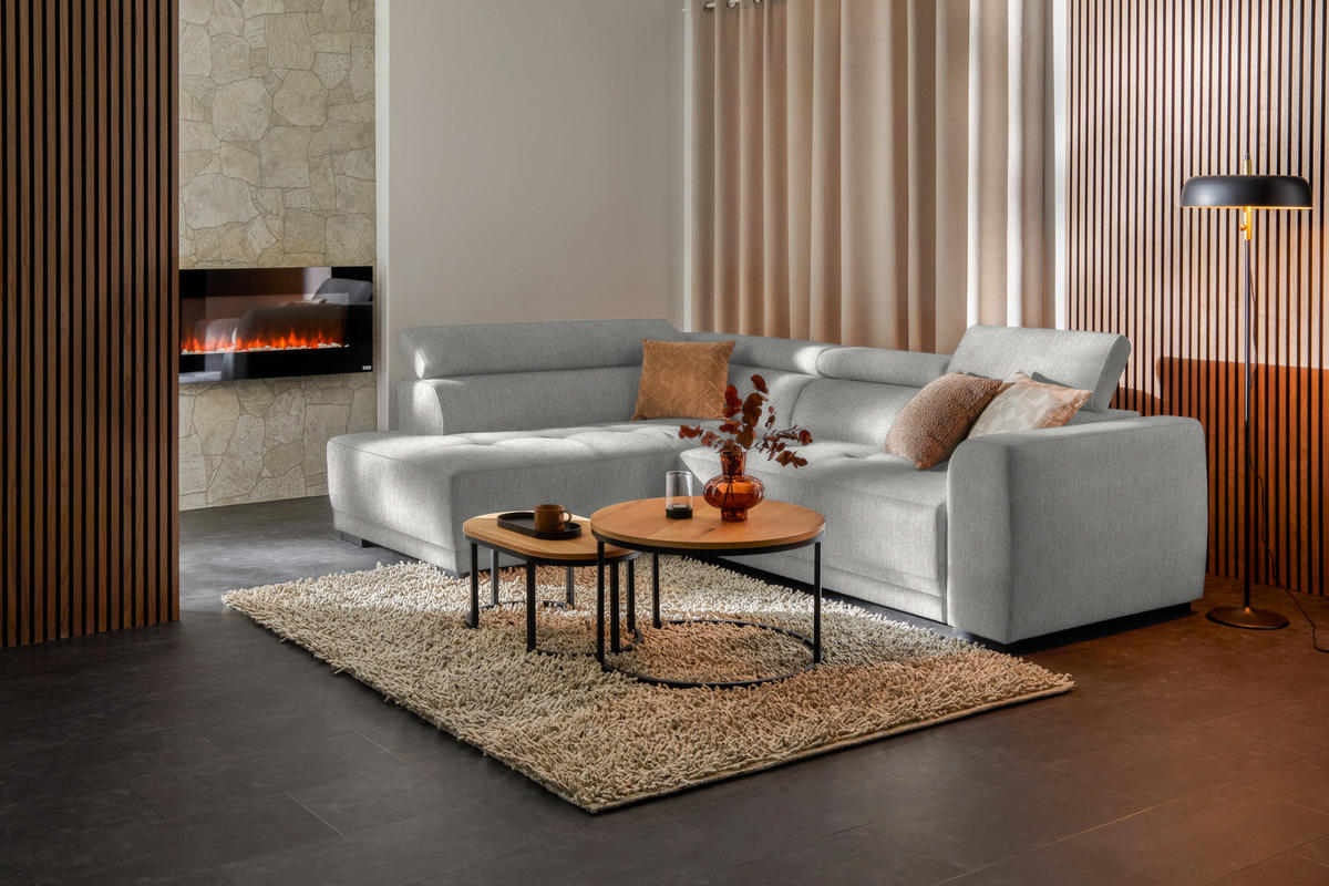 ECKSOFA Beige Struktur  - Beige/Schwarz, Design, Kunststoff/Textil (205/284cm) - Xora