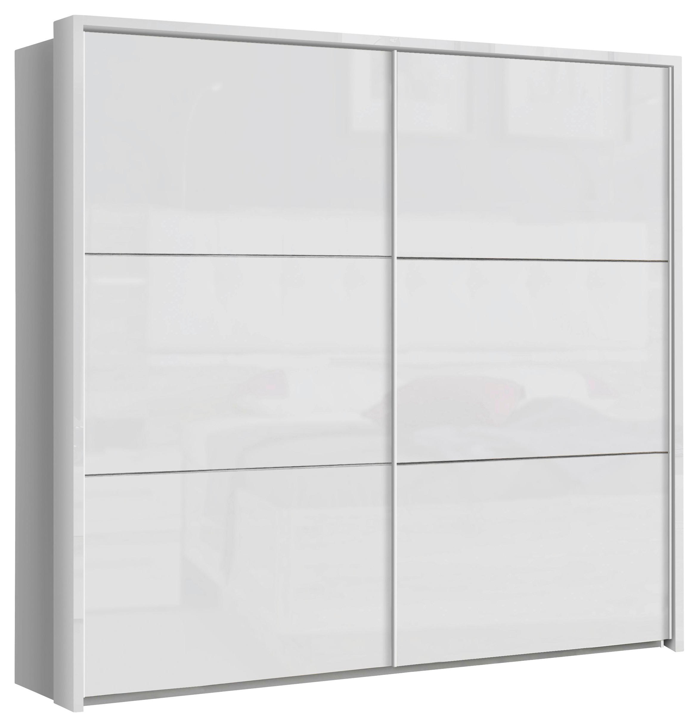 SKŘÍŇ S POSUVNÝMI DVEŘMI, bílá, vysoce lesklá bílá, 220/209,7/61,2 cm - bílá/vysoce lesklá bílá, Design, kov/kompozitní dřevo (220/209,7/61,2cm) - home24