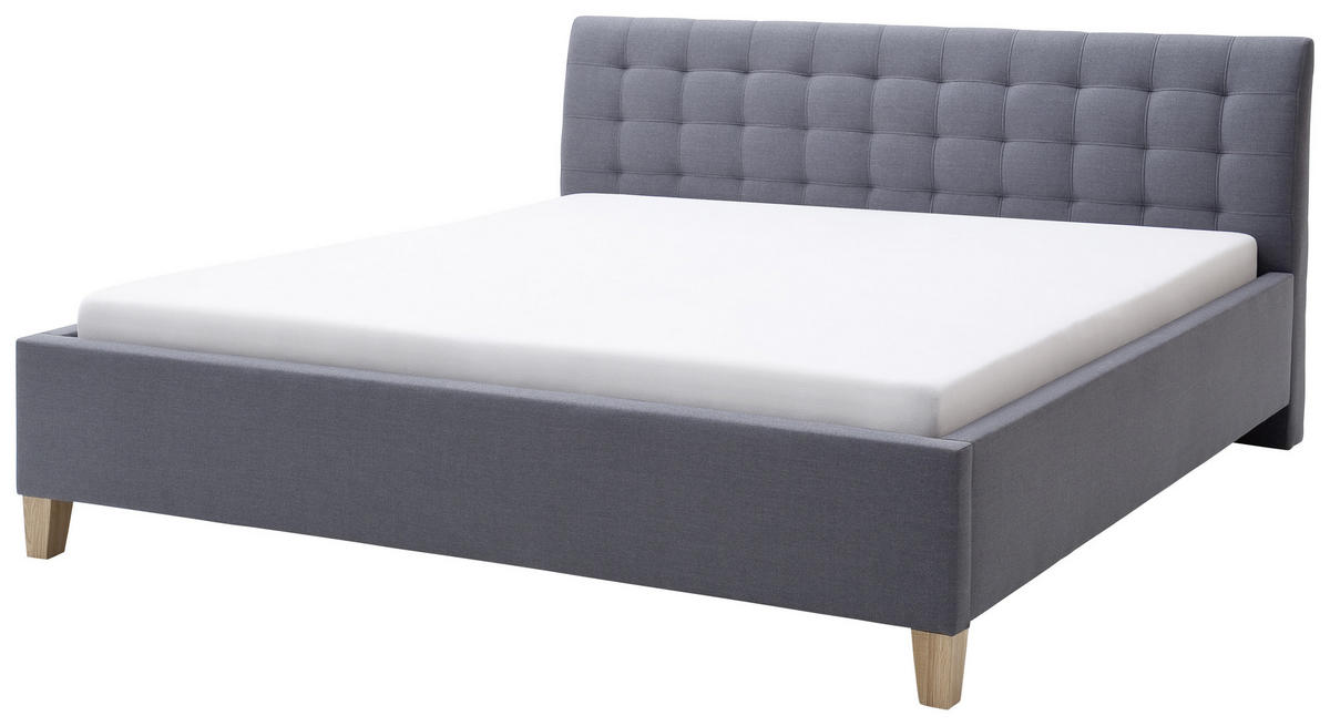 POLSTERBETT 180/200 cm  Grau  - Eichefarben/Grau, Design, Holz/Textil (180/200cm) - Livetastic