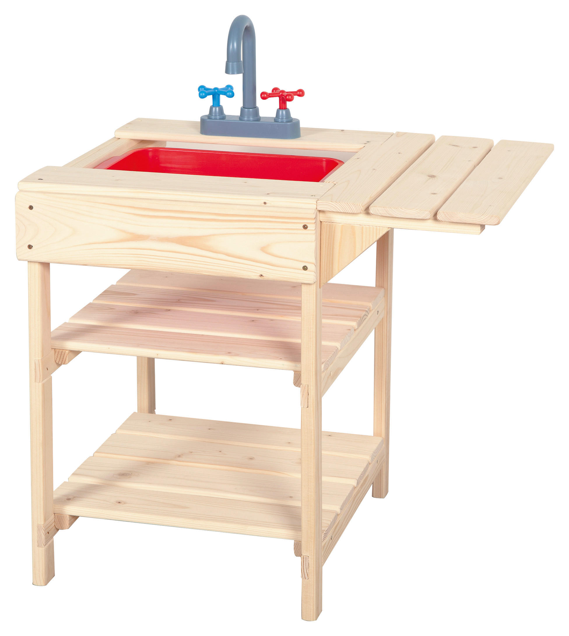 SAND- UND WASSERTISCH  - Rot/Naturfarben, Basics, Holz/Kunststoff (56/38/52cm)
