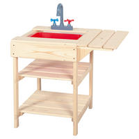 SAND- UND WASSERTISCH  - Rot/Naturfarben, Basics, Holz/Kunststoff (56/38/52cm)
