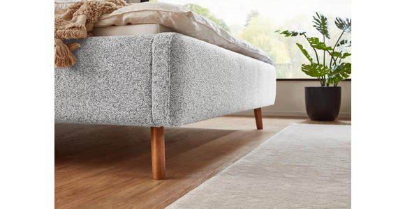 POLSTERBETT gepolstertes Kopfteil Hellgrau 140/200 cm  - Eichefarben/Hellgrau, Design, Holz/Textil (140/200cm) - Xora