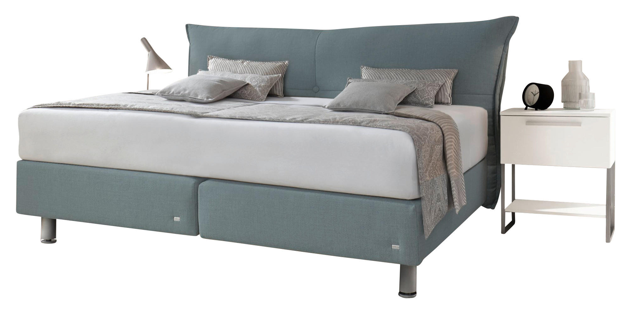 BOXSPRINGBETT 200/200 cm  in Grau  - Schwarz/Alufarben, Design, Textil/Metall (200/200cm) - RUF Betten