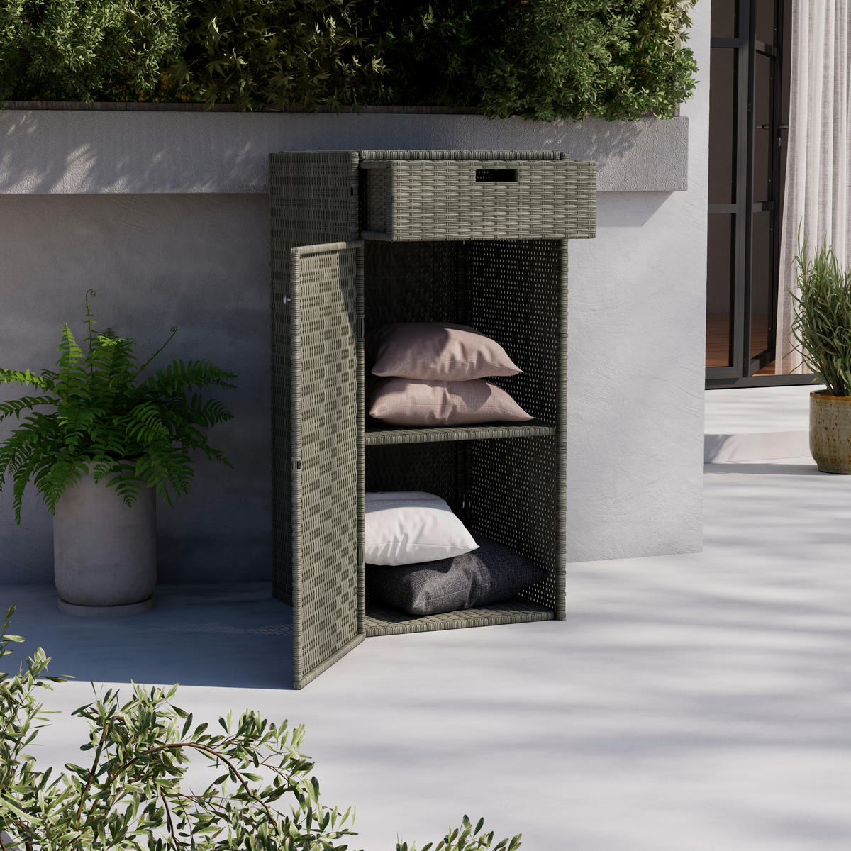 GARTENKOMMODE 55/111/55 cm  - Silberfarben/Grau, MODERN, Kunststoff/Metall (55/111/55cm) - Ambia Garden