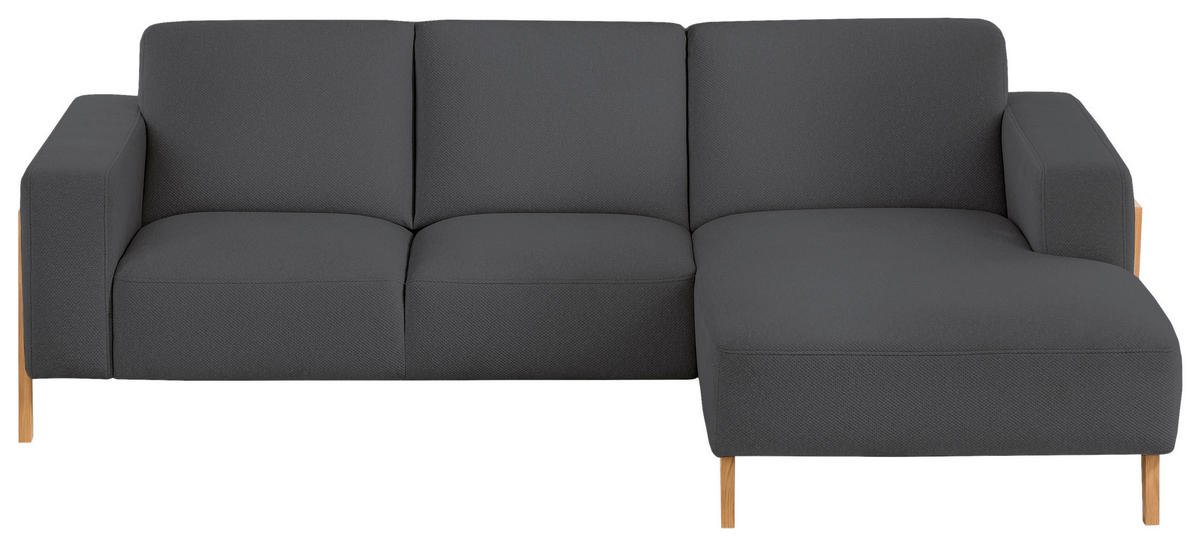 ECKSOFA in Struktur Anthrazit  - Eichefarben/Anthrazit, Design, Holz/Textil (250/163cm) - Stylife