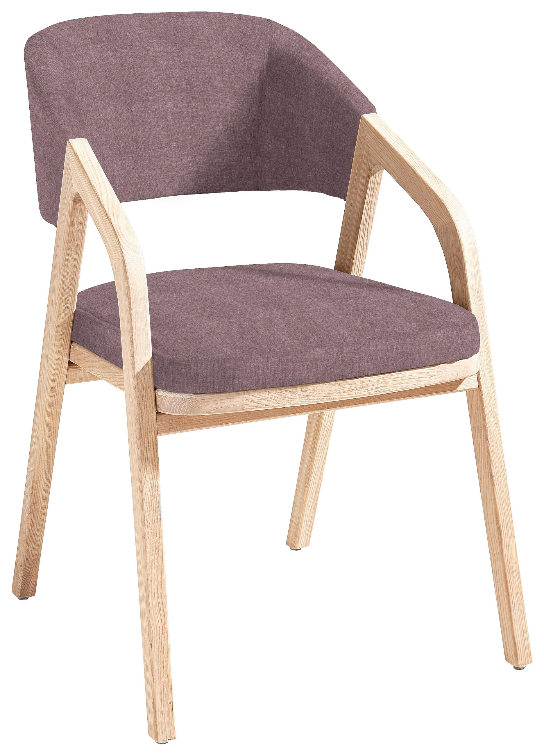 STUHL Webstoff Eichefarben, Aubergine Asteiche massiv Stoffauswahl - Eichefarben/Aubergine, Natur, Holz/Textil (52/80/58cm) - Linea Natura