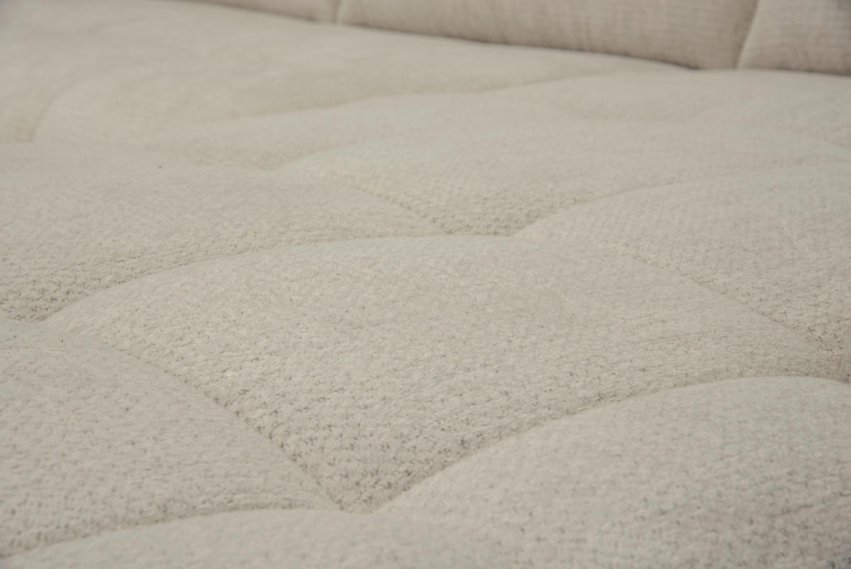 ECKSOFA Taupe Chenille Armlehnenkissen, Rücken echt, Sitztiefenverstellung  - Taupe/Schwarz, KONVENTIONELL, Textil/Metall (313/215cm) - Hom`in